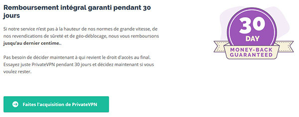 Remboursement PrivateVPN