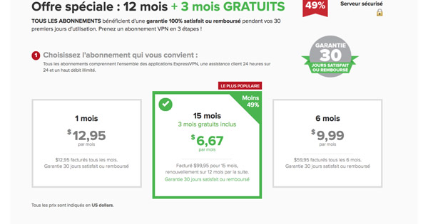 prix expressVPN