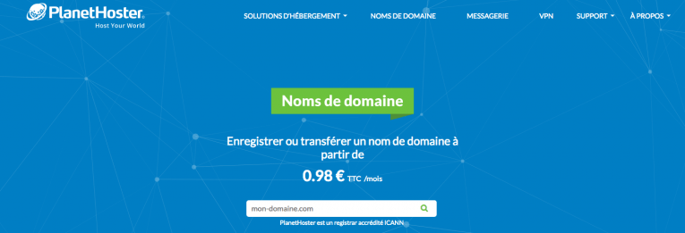Nom de domaine PlanetHoster