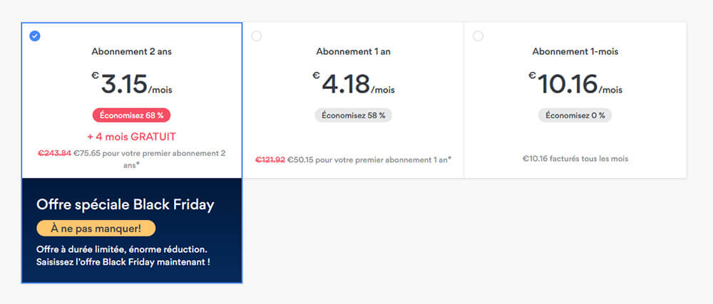 Tarif NordVPN Black Friday