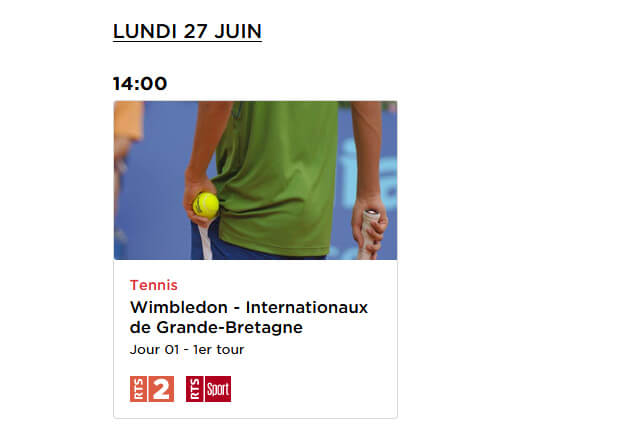 Programme TV Chaine gratuite Wimbledon